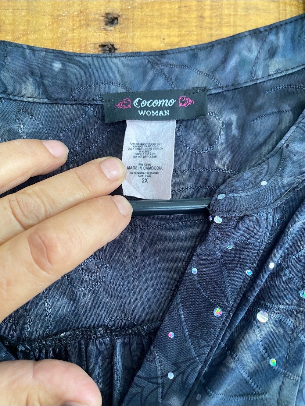 Cocomo Black Long Sleeve V-Neck Blouse with Stud Detail - Picture 3 of 4